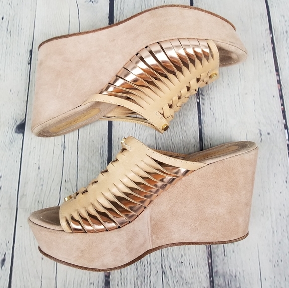 NAPOLEONI | wedge platform slip-on peep toe sandals - Picture 3 of 9